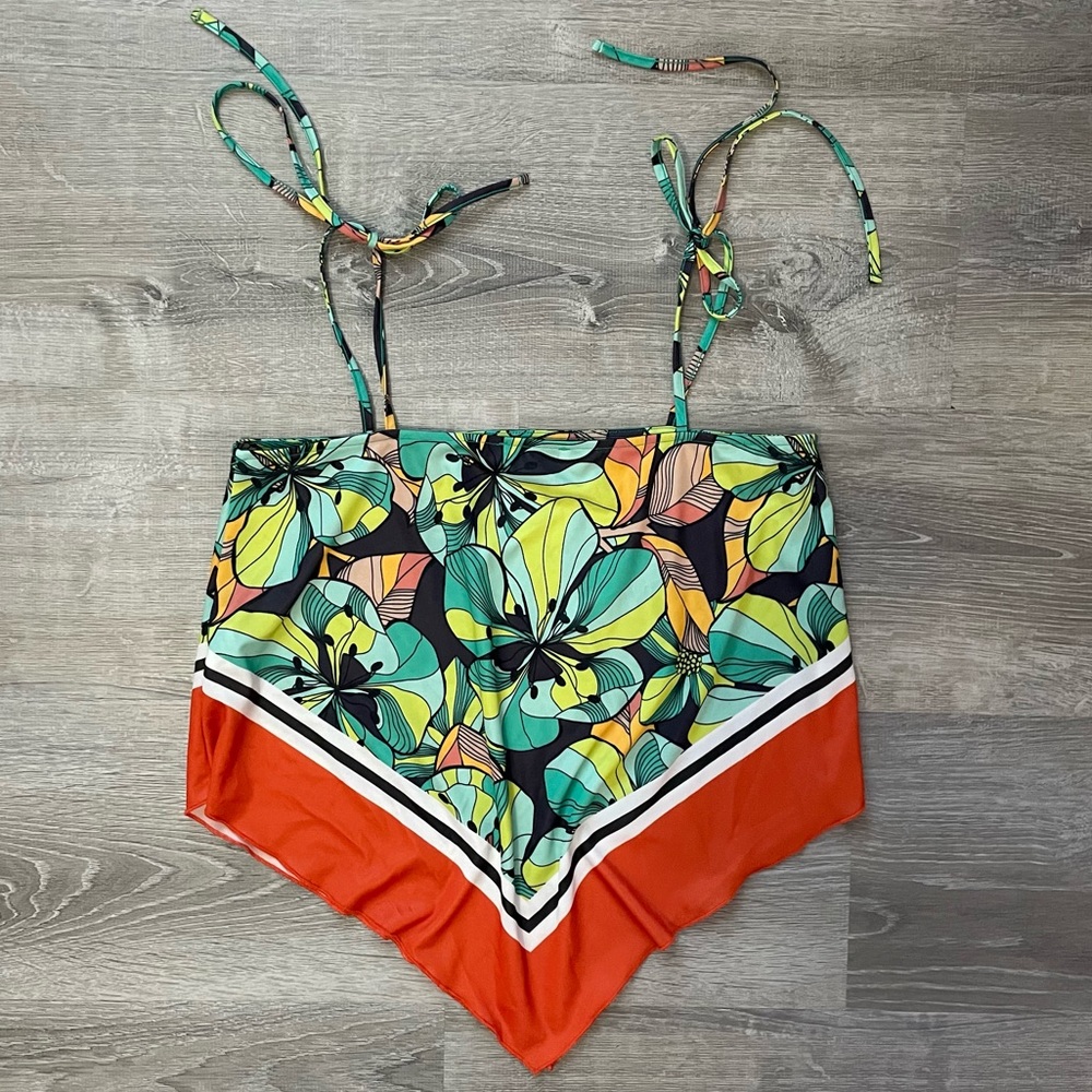 tropical print silk scarf top - Picture 2 of 3